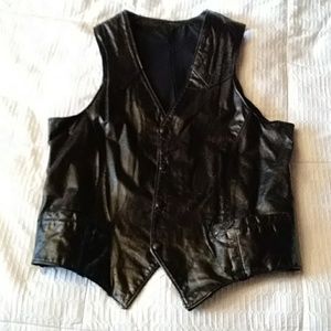 Black Leather Vest Biker Motorcycle M Unisex